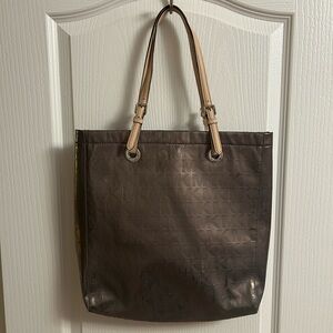 Michael Kors Dark Brown Tote with Tan Handles